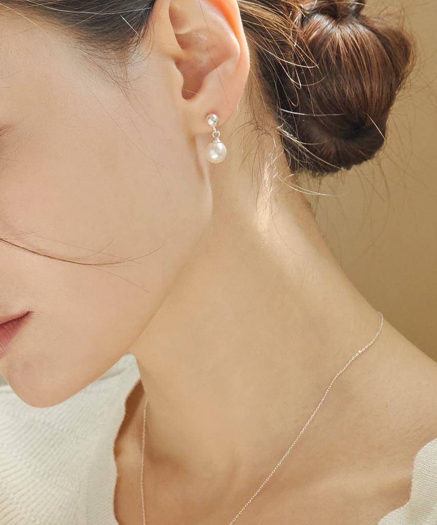 Серьга Dmoment B Sw с жемчугом Swarovski, серебро 925 пробы