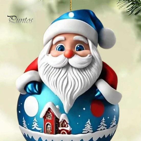 Подвеска в виде Санта-Клауса Roly-poly, 2D, акриловое подвесное украшение, рождественская елка, мультяшный Санта, украшение для каминной полки, автомобильный рюкзак