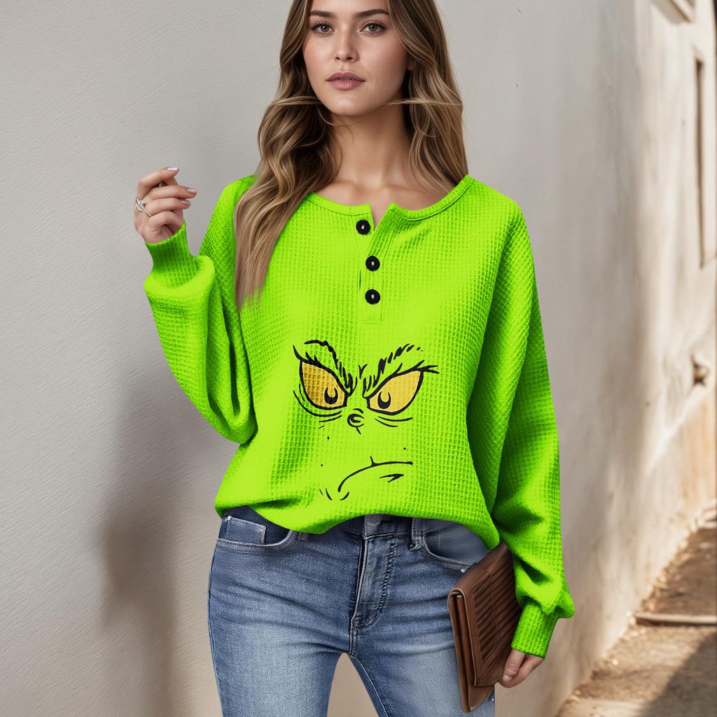 Women's Casual Shirts Long Sleeve Tops Button Up V Neck Loose Knit Fall Favorites For Women