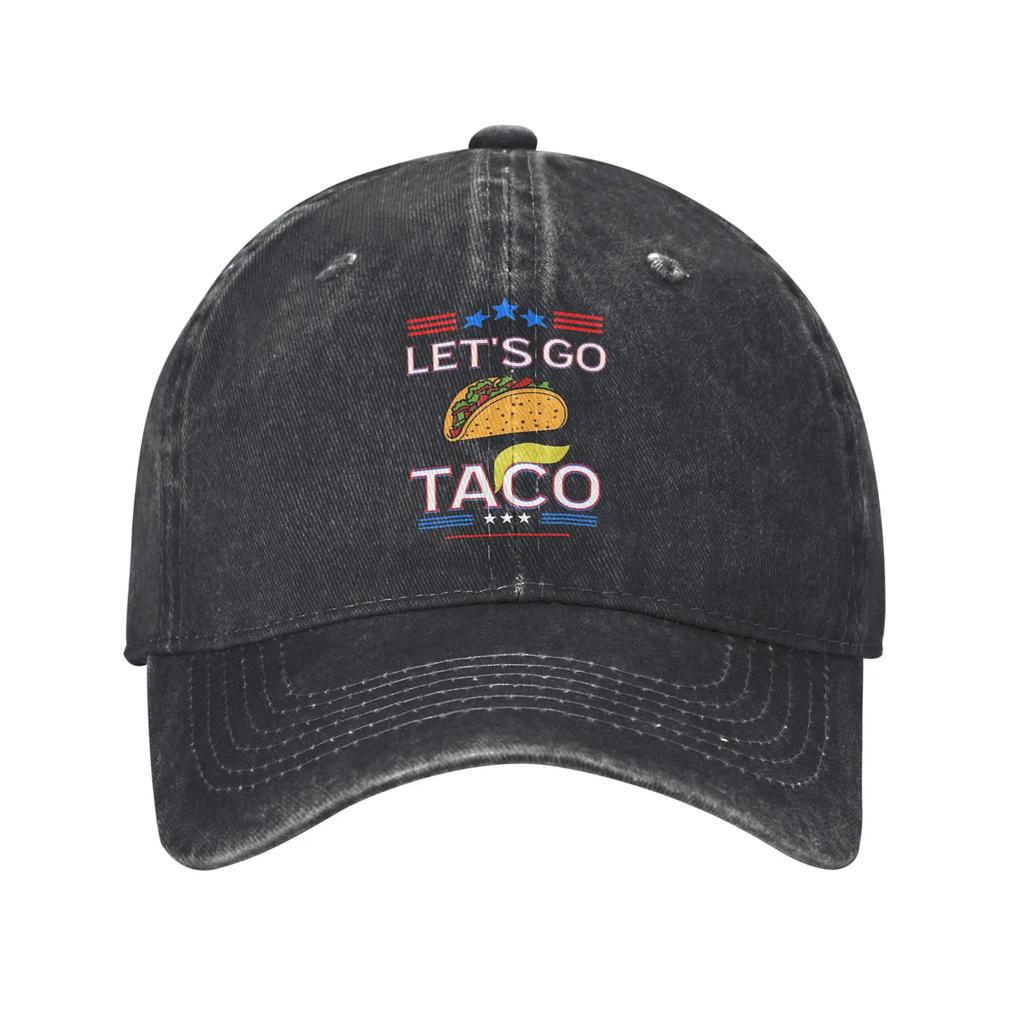 Let's Go Taco Baseball Cap Fashion Distressed Washed Headwear Unisex Women Outdoor All Seasons Travel Adjustable Fit Caps Hat