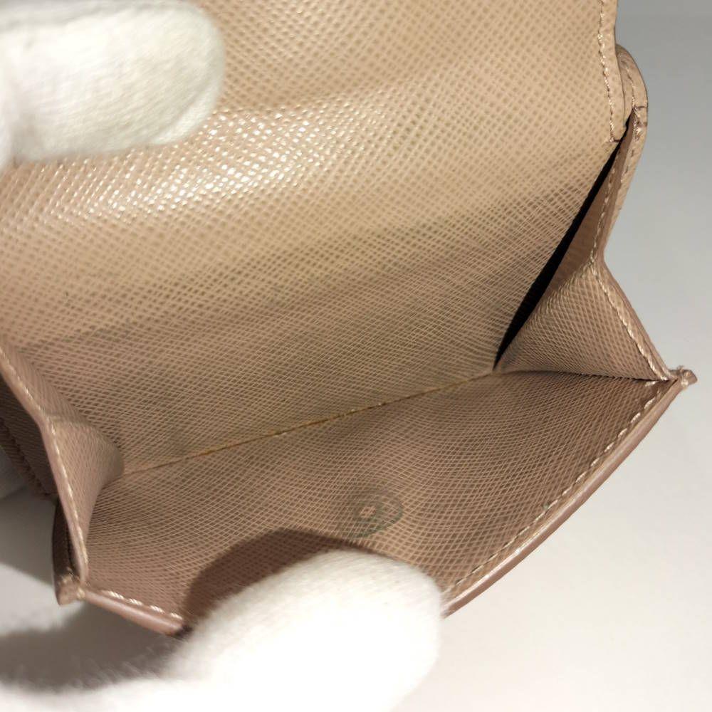 Used PRADA Tri-fold Wallet Saffiano Pink Beige 1MH021