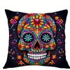Spooky Halloween Pillow Covers 45x45cm - Colorful Sugar Skull Printed Cushion Cases, Pillow Cover for Sofa Living Room