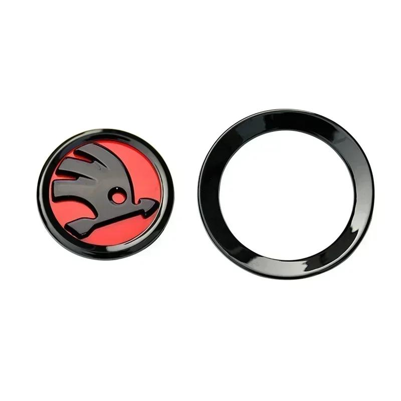 XOWS7 for Skoda 46MM Car Logo Steering Wheel Sticker Rapid Octavia Yeti Kodiaq Karoq Fabia Laura Superb VRS KAMIQ Scala Citigo