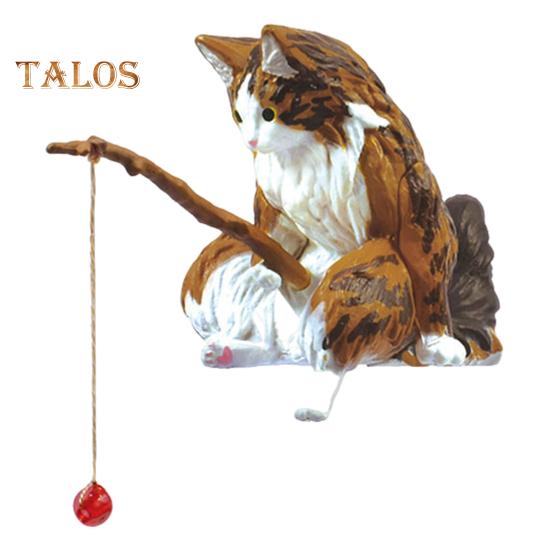 Рыболовная фигурка кота, статуэтка из смолы, мультяшный котенок, скульптура животного, домашний офис, настольный аквариум, украшение для аквариума