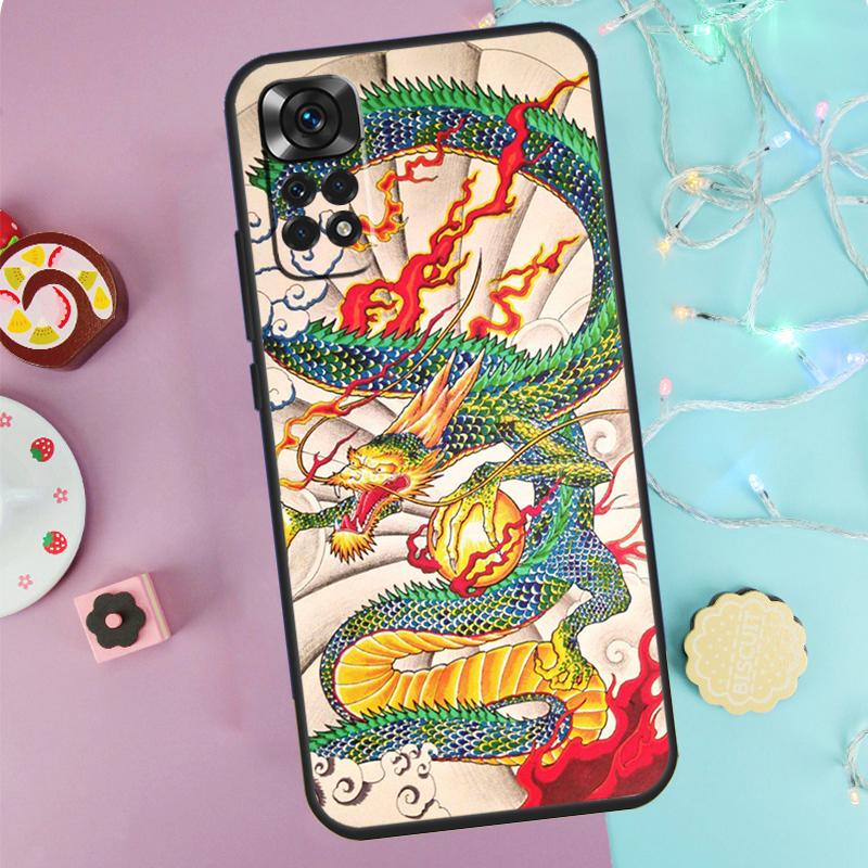Чехол в японском стиле с драконом для Xiaomi Redmi Note 9 10 11 12 13 14 Pro 9S 10S 11S 12S Redmi 14C 10C 12C 13C