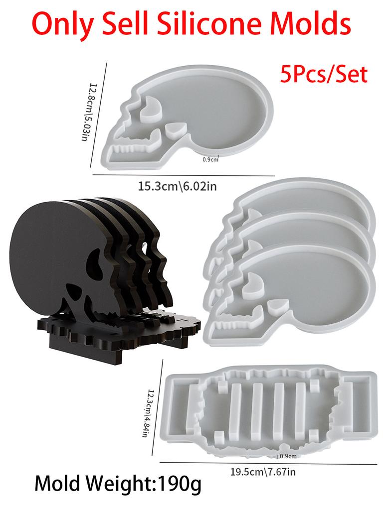 Сделай сам Хэллоуин Череп Подставка Смола Силиконовая Форма Подарки для вечеринки Украшение стола Гипсовая Бетонная Форма Поднос для хранения Литье Домашний декор
