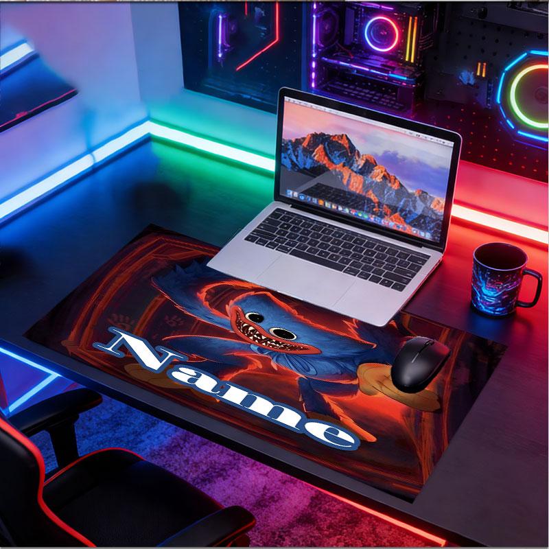 Custom Name Personalized Huggy Wuggy Pattern Mousepad, Laptop PC Desk Mat, Decorative Desk Mat for Home Keyboard Pad Gift