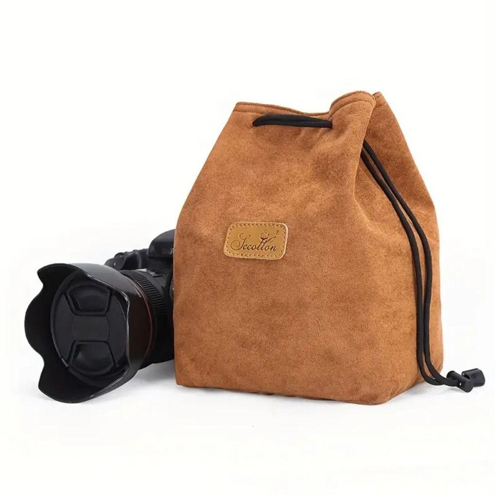 Portable Camera Storage Bag Soft Lens Protective Case Vintage Lens Pouch for Canon/Nikon Camera