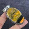 Bumble Bee Jasper Handmade 925 Sterling Silver Jewelry Pendant 2.60" I9E26