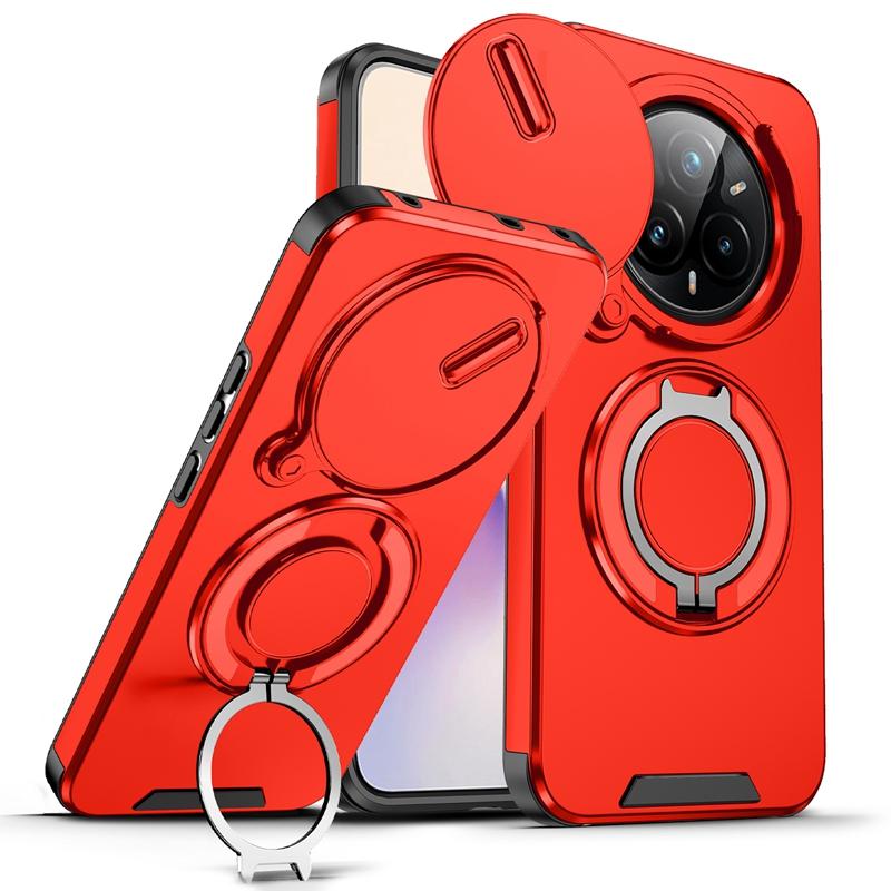 Бронированный чехол для OPPO Realme 14 Pro 5G со сдвижной защитой объектива камеры, кольцом-подставкой и задней крышкой для Realme 14 Pro+ Plus Capa