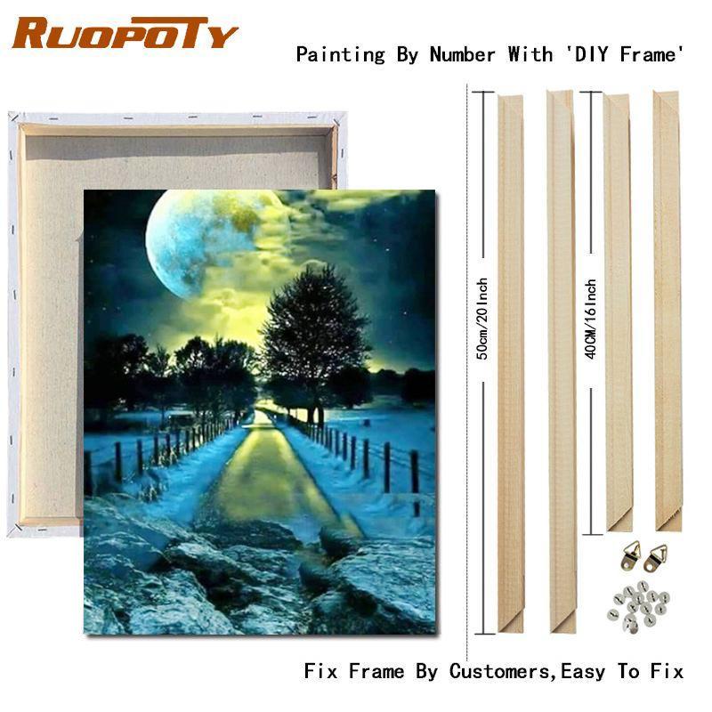 RUOPOTY Paint By Numbers Moon Scenery Unique Gift Home Decoration Picture By Number Sea Acrylic Drawing On Canvas