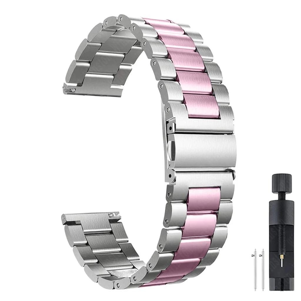 Ремешок из нержавеющей стали 20 мм 22 мм для Samsung Galaxy Watch 7 6 5 4 5Pro 40/44 мм 4/6 Classic 43 47 мм Металлический ремешок для Huawei GT5 4Pro