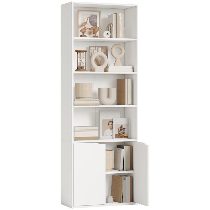 Bibliothèque - HOMCOM - 4 compartiments - meuble de rangement livres - 59x29x180 cm - Blanc