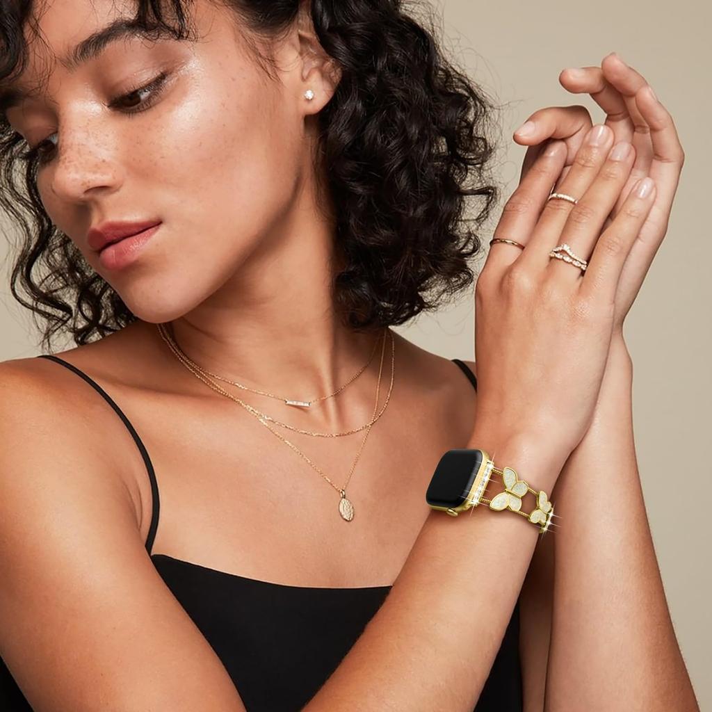 Zinc Alloy Bands For Apple Watch 10 Ultra 9 8 7 SE 6 5 4 3 2 1 46mm 49mm 45mm 44mm 42mm Double Butterfly Chain Strap