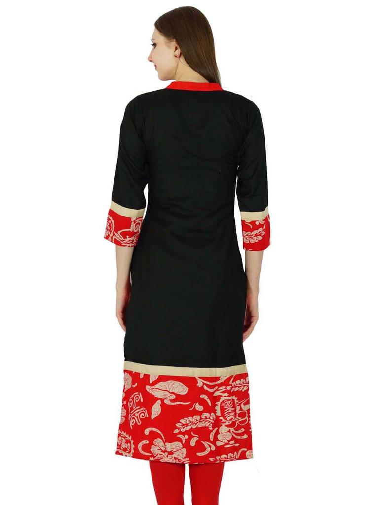 Rayon Bollywood Kurta Women Ethnic Floral Print Kurti Casual Top Tunic Dress
