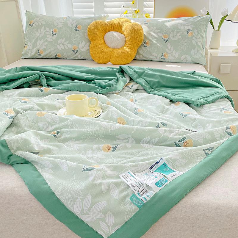 Cartoon Cotton Linen Summmer Blanket Breathable Adult Child Quilt for Summer Washable Air Conditioning Comforter Lightweight