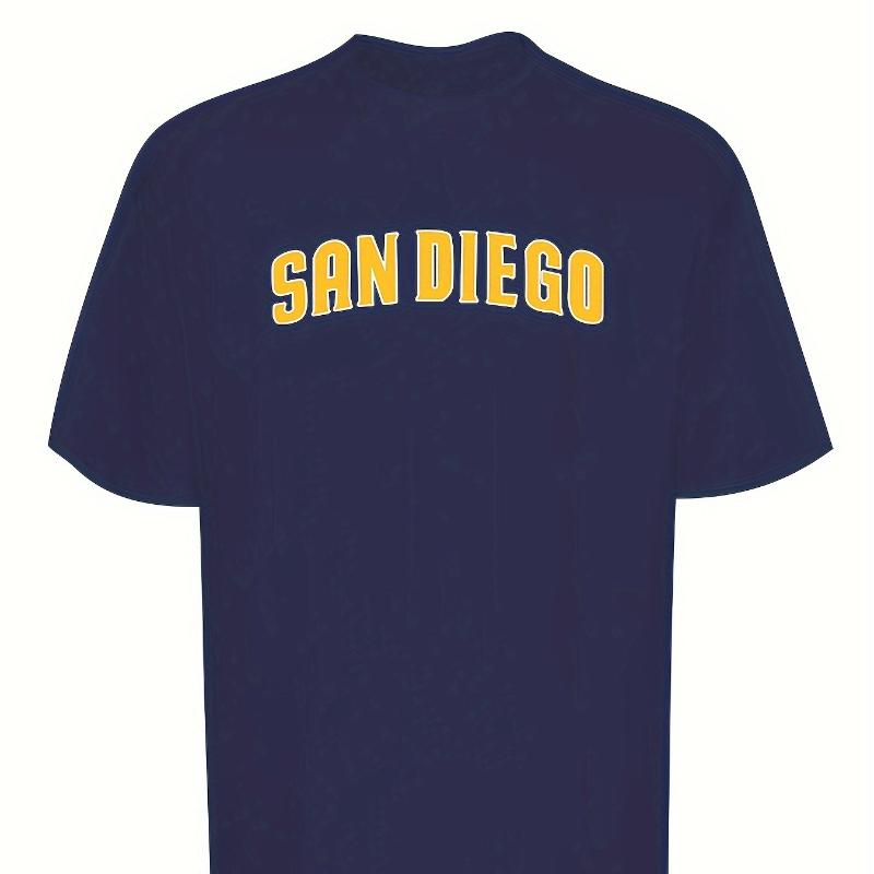 San Diego Back Text Print T-Shirt,Lightweight T-Shirt Breathable Cool, Comfortable Wear