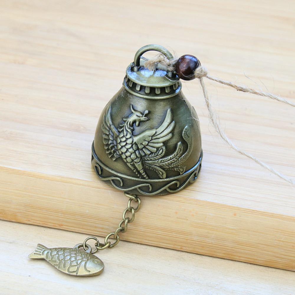 New Auspicious Wind Chime Dragon and Fish Patterned Handmade Pendant Temple Wind Bell Decoration Retro Wall Hanging Bell