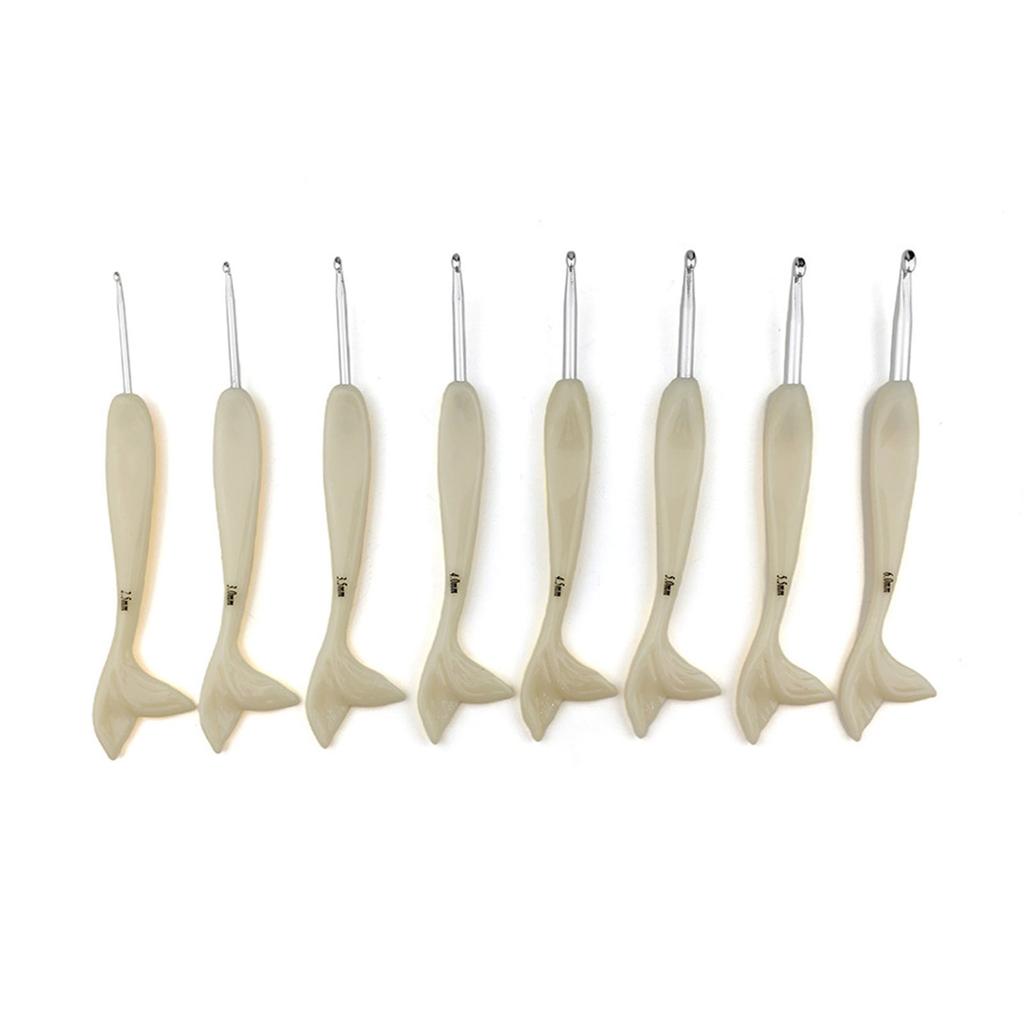 8 шт. эргономичный крючок для вязания 2,5-6,0 мм алюминиевый крючок для вязания с ручкой из смолы в виде рыбьего хвоста для начинающих любителей