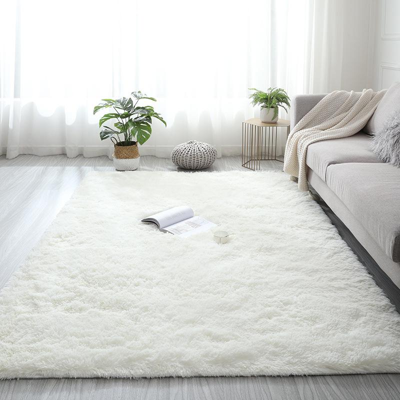 Plush Carpet Suitable For Living Room White Soft Fluffy Carpets Bedroom Bathroom Non-slip Thicken Floor Mat Teen Room Decoration