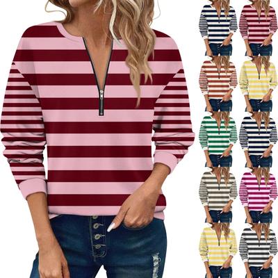 Женский повседневный свитер с длинным рукавом и застежкой-молнией на четверть длины, цветной блокирующий пуловер, толстовки, повседневная верхняя одежда на осень