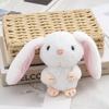 Adorable Long-eared Bunny Plush Keychain Soft Stuffed Rabbit Toy Crystal Velvet