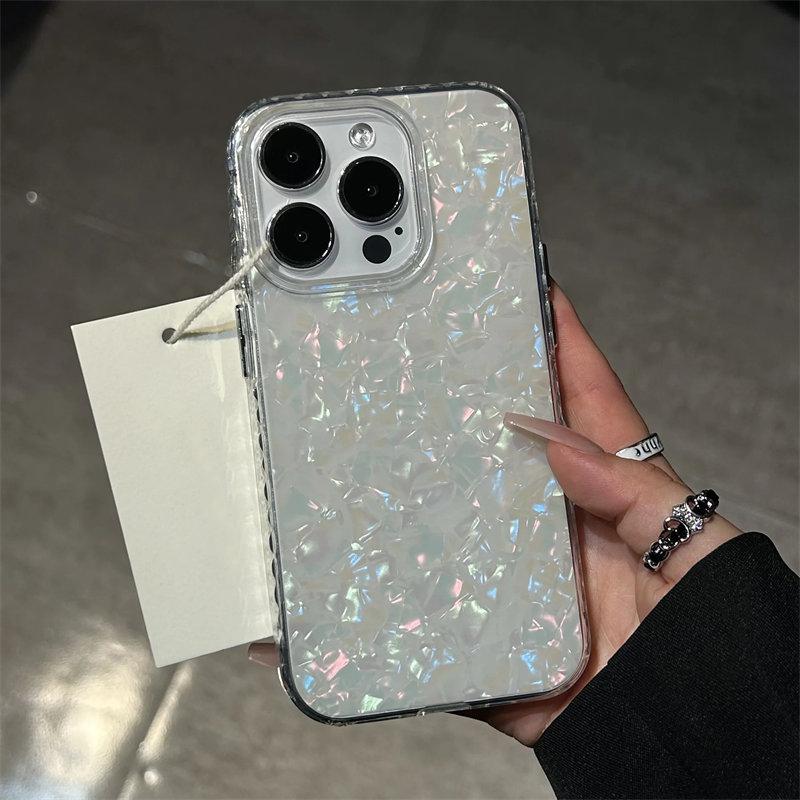 Роскошный блестящий чехол с лазерным узором для iPhone 11 12 13 14 15 16 Pro Max Plus, мягкий противоударный чехол IMD