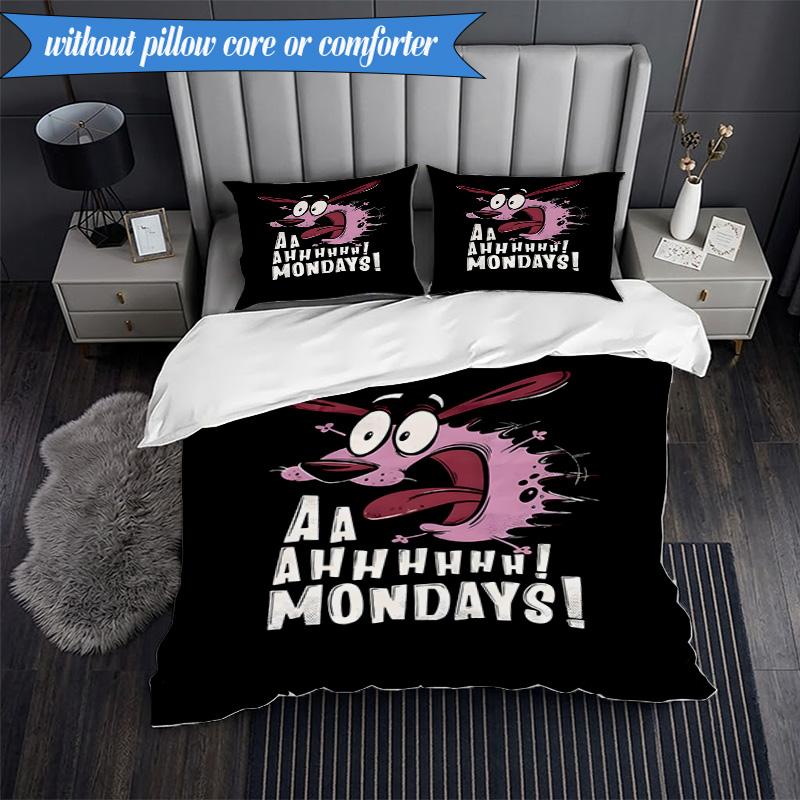 Cowardly Dog Cartoon 3pcs K-pop music group Bedding set,Ideal for Bedroom, Dormitory,Including Duvet Cover And 2pcs Pillowcases,Fan gifts
