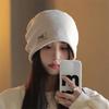 Thickened Plush Beanies Hats Coldproof Letter Pullover Hats Solid Color Warm Cap  Outdoor