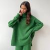 Turtleneck Sweater Suit Women's Autumn and Winter Loose Casual Lazy Thick Knitted Trousers Suit