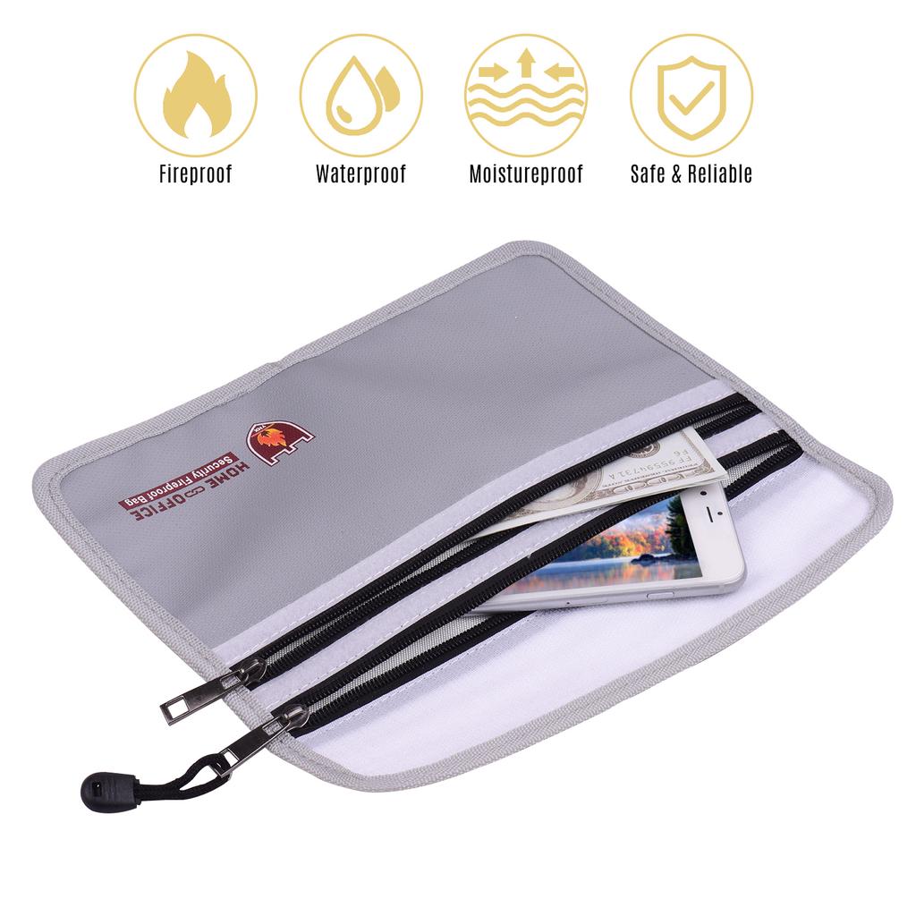 Огнестойкая сумка для документов с двойной молнией, органайзер с силиконовым покрытием, огнестойкий водостойкий сейф