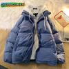 American New Trend Hooded Coat Cotton-padded Clothes Y2K Street Retro Zipper Hooded Down Jacket Parkas Winter Thick Coat