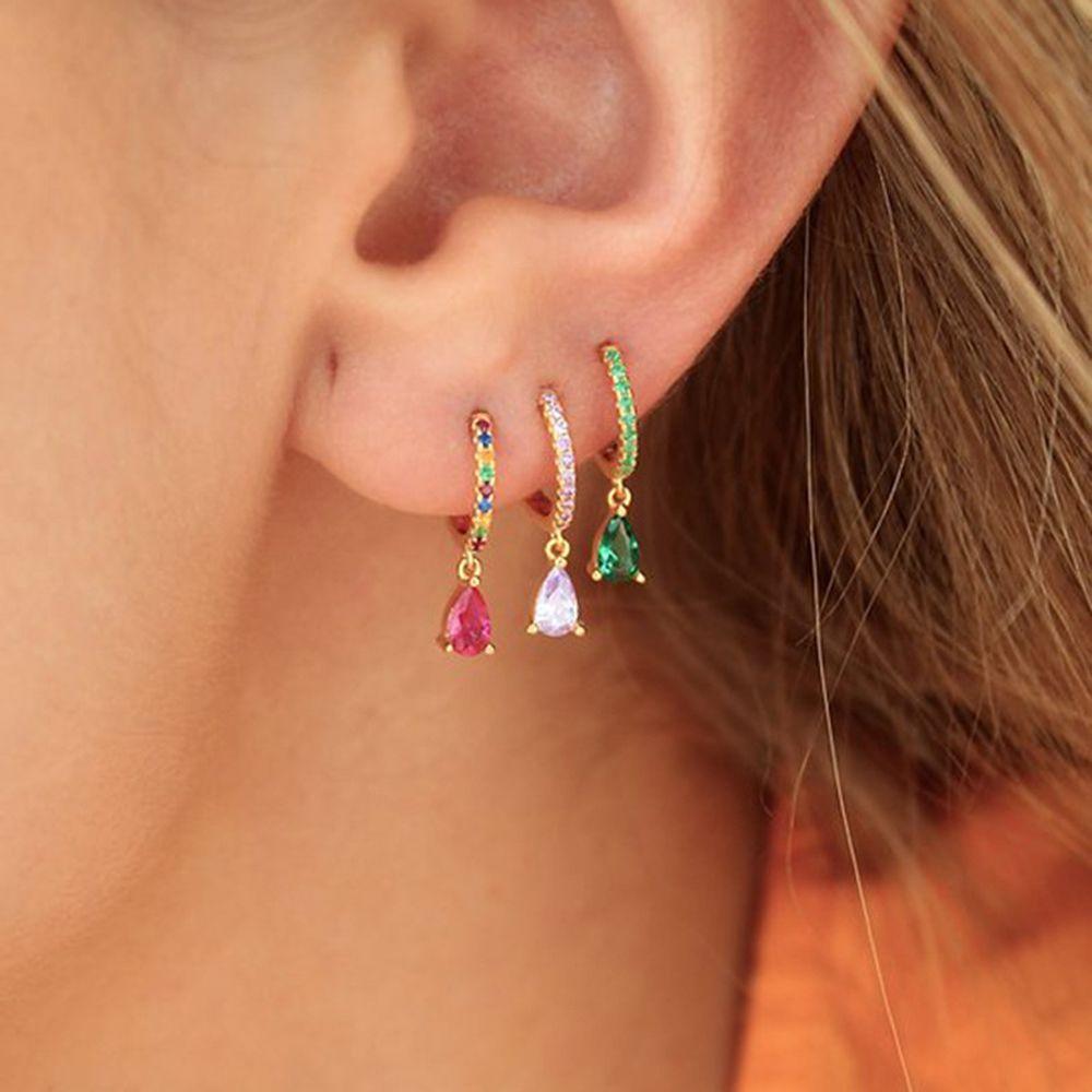 Zircon For Girls Crystal Ear Jewelry Women Hoop Earrings Dangle Drop Earrings Korean Stud Earrings