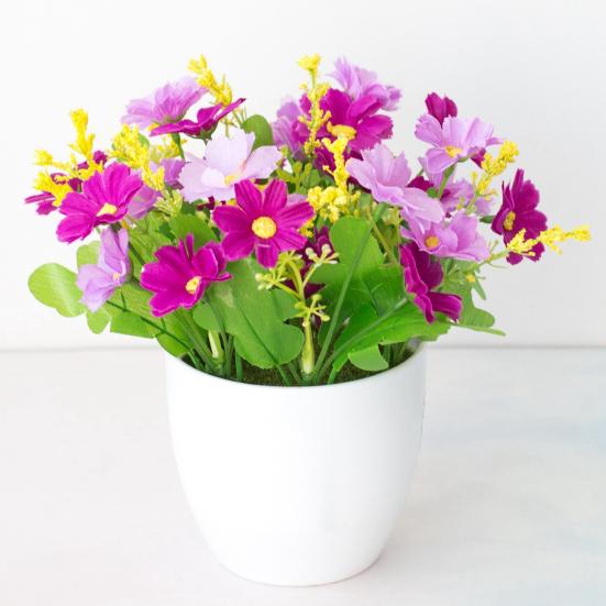 Имитация бонсай астры офисный декор для рабочего стола пластиковый красочный свежий искусственный цветок в горшке для вечеринок