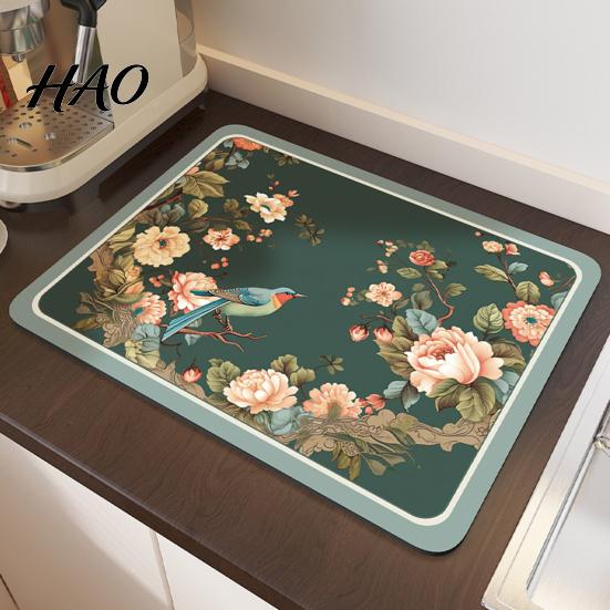 Waterproof Countertop Mat Chinese Style Thickened Tea Kitchen Draining Anti-slip Water Absorbent Coaster Non-Slip Wash-Free Pot Pad Towel