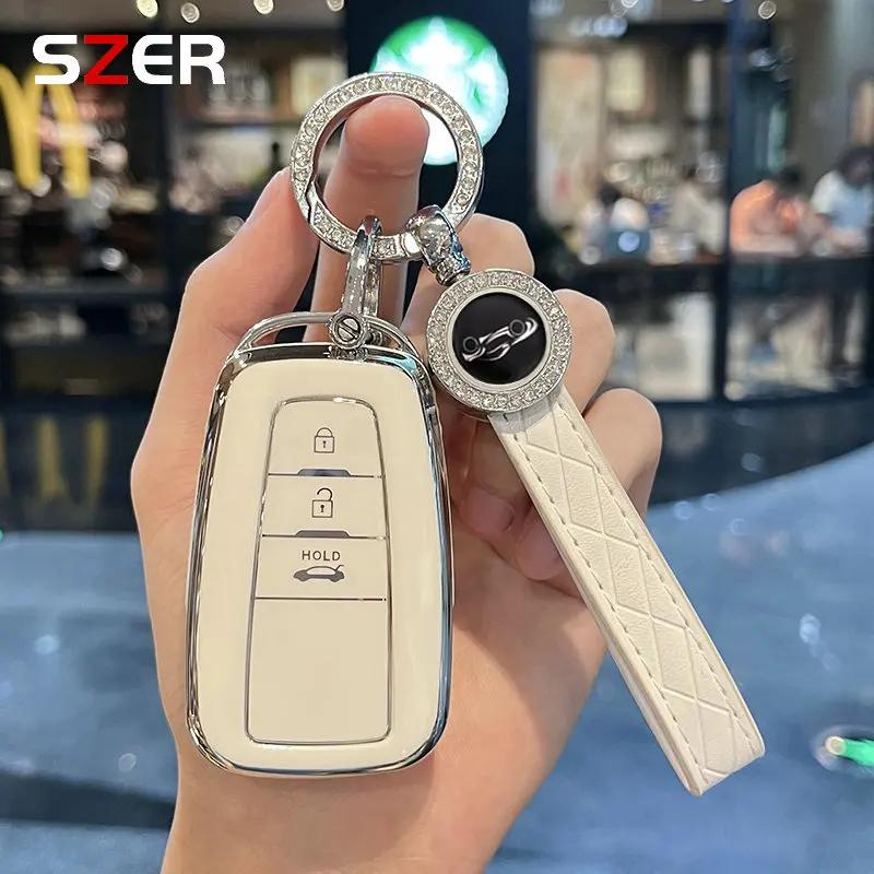 ZYU3  Fashion TPU Car Keychain Key Case Cover Shell Fob For Toyota Corolla Prius Camry CHR C-HR RAV4 Altis Land Cruiser Prado Keyless