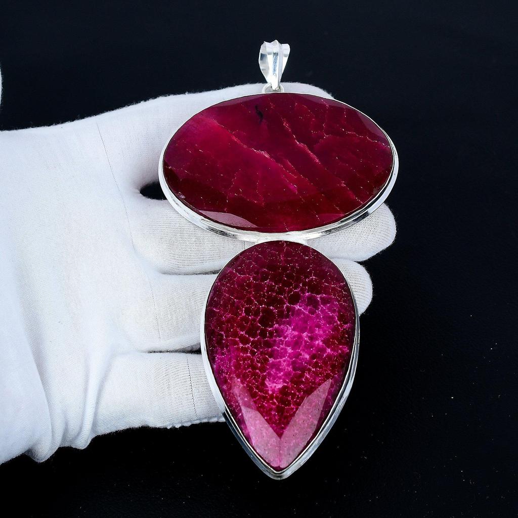 Kashmir Ruby Pendant, 925 Sterling Silver Handmade Jewelry, Ruby Silver Pendant, Party Wear Jewelry For Women's, Pendant Valentine's Day Gift