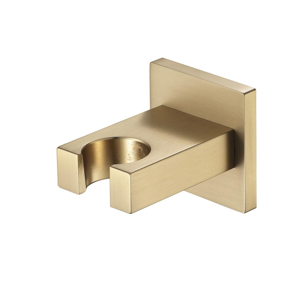 Modern Minimalist Shower Base Water Inlet Chrome-plated Black Gold square Hand-held Shower Head Bracket Fixed Wall Apartment