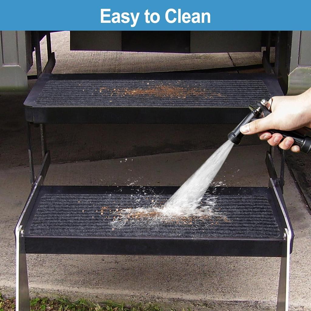 RV Step Covers 3 Pack 22" Wide x 7.5" Deep Camper Step Covers, Non Slip RV Stair Treads for Travel Trailers, Mobile Home, Motorhome (Gray)