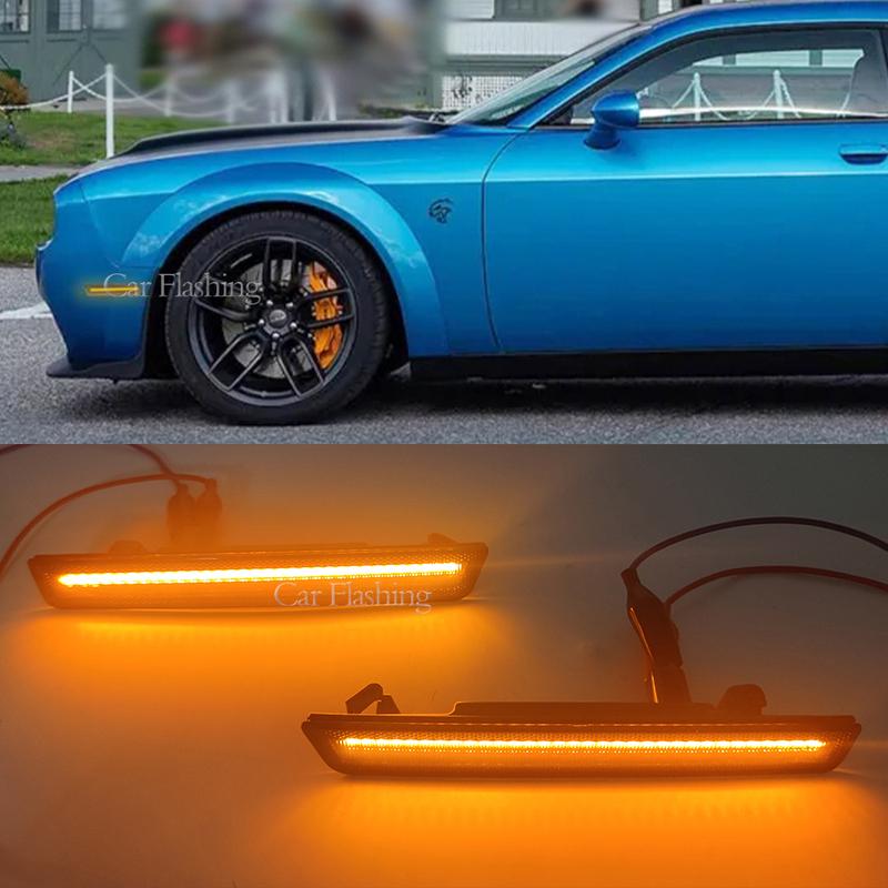For Dodge Challenger 2015 2016 2017 2018 Front Amber Rear Red LED Side Marker Light Side Marker Lamp