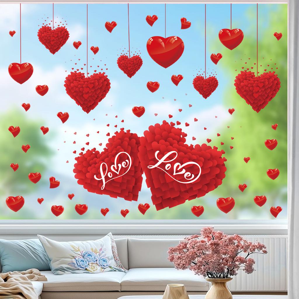 Наклейки на окна ко Дню святого Валентина, Стеклянное украшение для витрины магазина, Декор для домашней вечеринки, Стеклянная пленка для Дня святого Валентина 2026