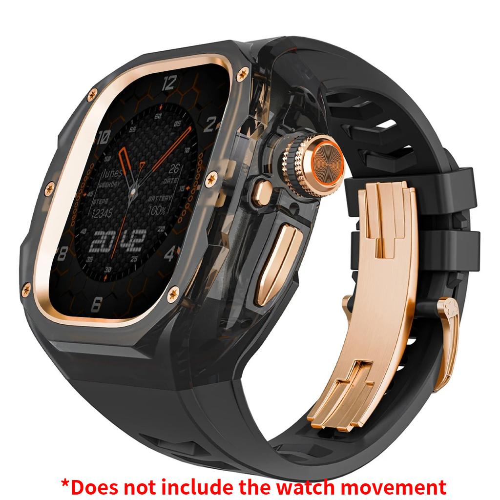 Роскошный мод-комплект для Apple watch Ultra 3/2/1 49 мм Спортивный резиновый ремешок+чехол для Iwatch ultra 49 мм Прозрачный ледяной чехол Комплект для переделки