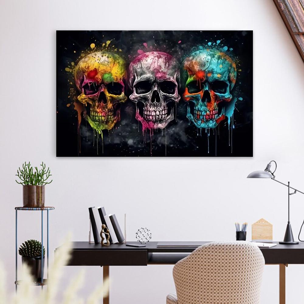Череп Холст Настенное Искусство, Картины На Холсте, Для Спальни Офиса Гостиной Декор Стены, Хэллоуин Украшения Дома