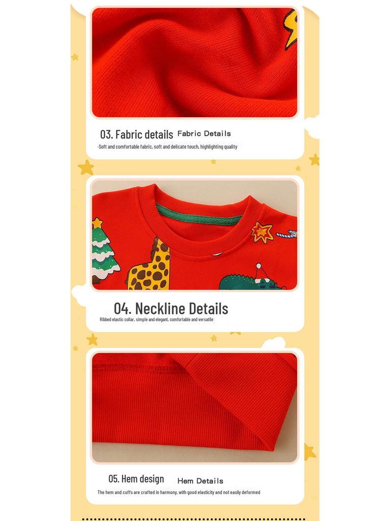 25 Осенний Европейский и Американский Стиль Малыш Мальчик Мультяшный Рождественский Пуловер Свитшот с Круглым Вырезом