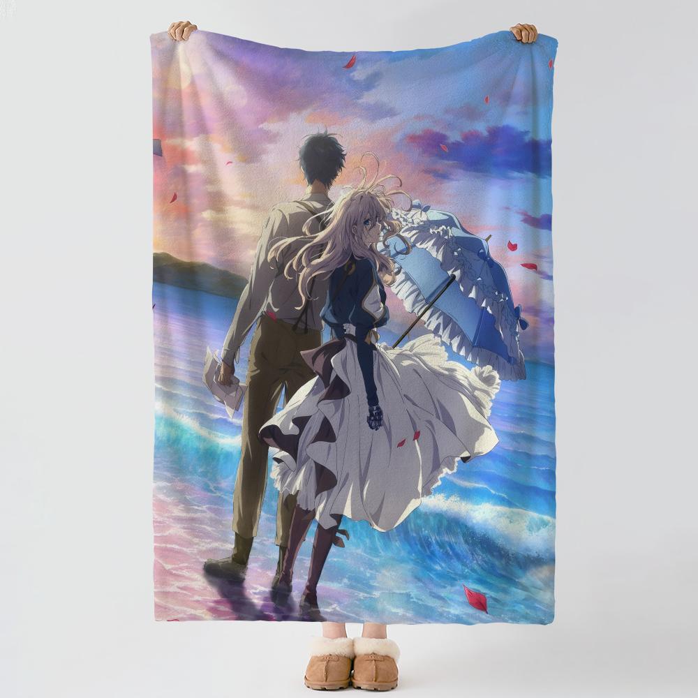 Аниме V-Violet Evergarden-n Плед из толстого и уютного фланелевого одеяла, Многоцелевое использование В помещении на улице Ежедневный сон