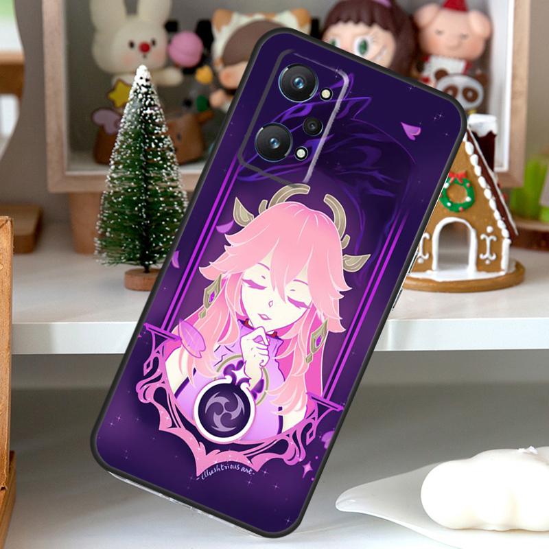 Чехол Yae Miko Genshin Impact для OPPO Realme C55 C35 C33 C31 C30 C25 C21Y C11 GT Neo 5 3T 2T Realme 10 9 11 Pro Plus