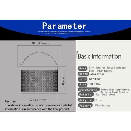 Talea Sink Drain Garbage Receptacle Stainless Steel Sink Basket