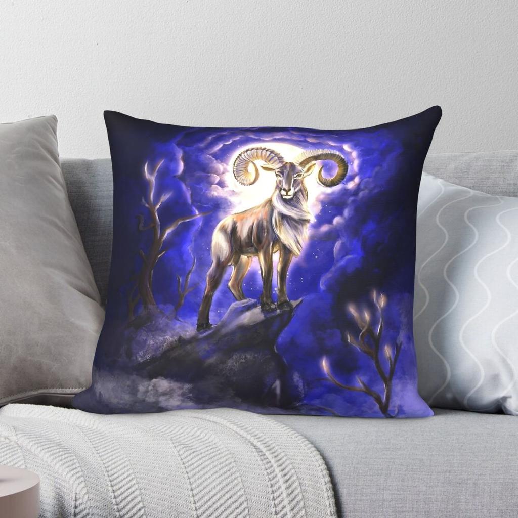 Aries Astrology Zodiac Square Pillowcase Polyester Linen Velvet Pattern Zip Decor Throw Pillow Case Room Cushion Cover