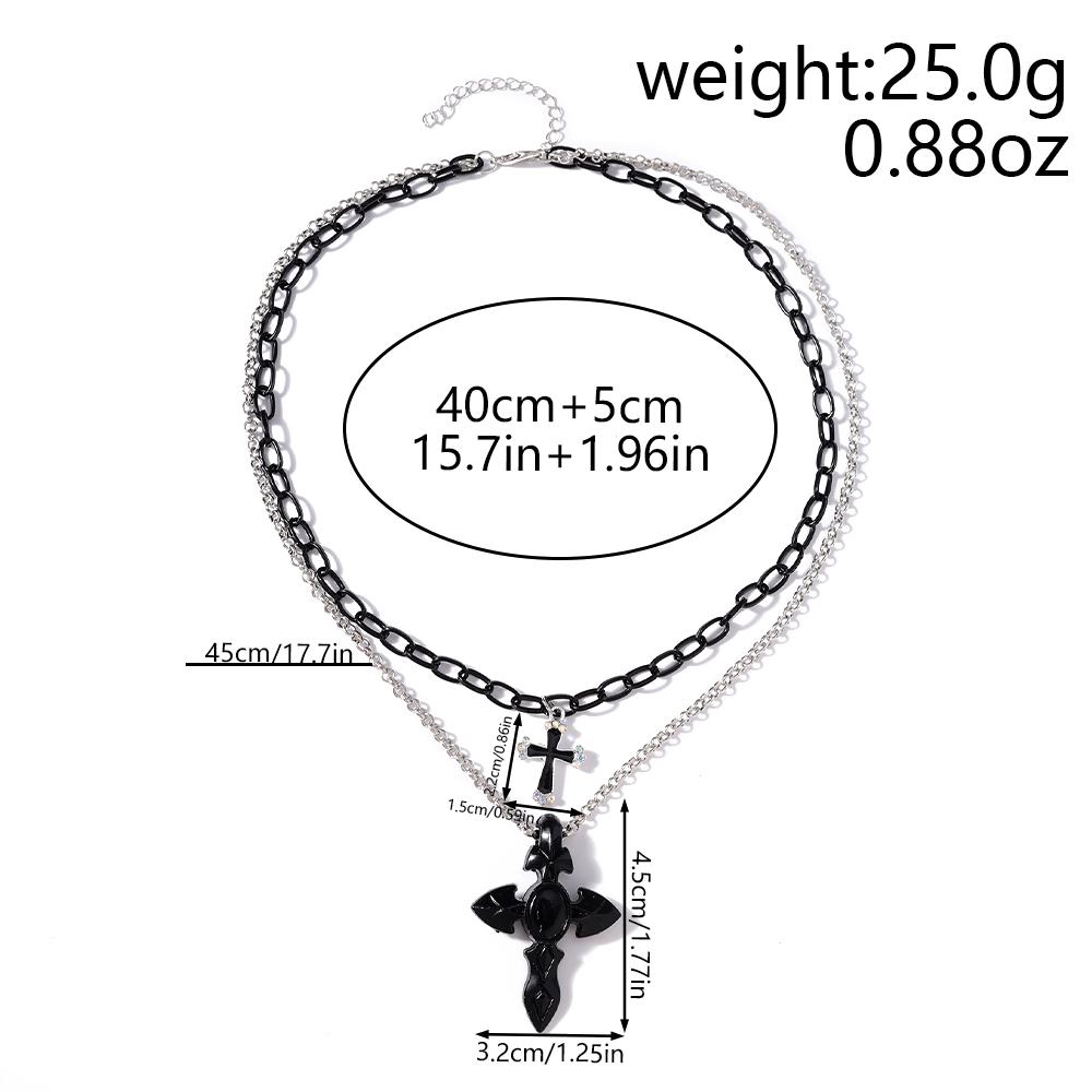 Fashion Multi-layer Cross Pendant Necklaces for Women Men Metal Steampunk Choker Necklace Hip Hop Jewelry Gifts