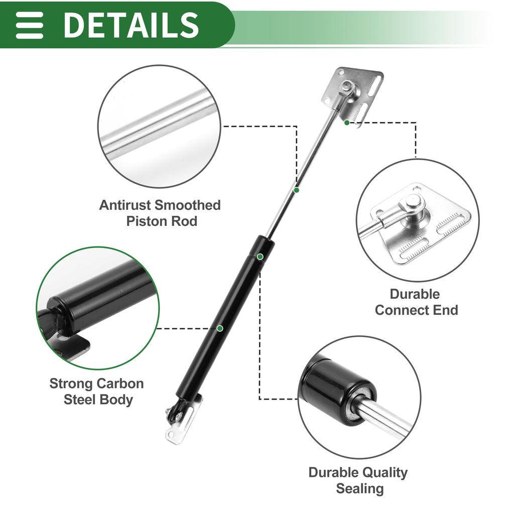 Motoforti Универсальный газовый упор для подъема 12"/285мм 4 фунта/20Н/2кг Углеродистая сталь Черный, Комплект из 2 шт.